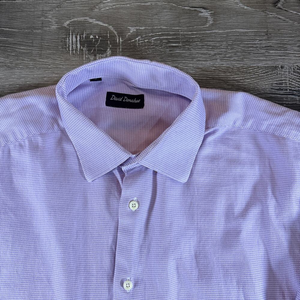 David Donahue Men's 100% Cotton L/S Dress Button Down Shirt Sz 18 34/35 *Read* - Picture 10 of 10
